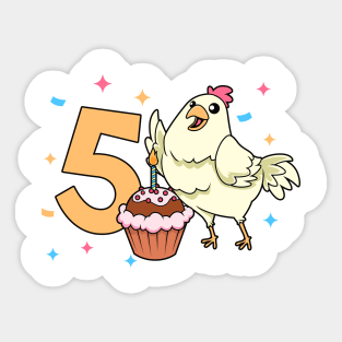 I am 5 with chicken - kids birthday 5 years old Sticker